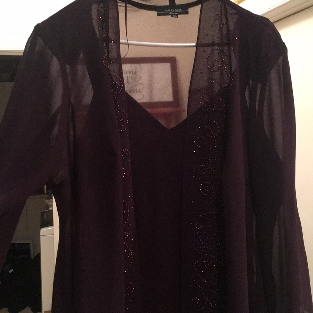Eggplant formal dress with jacket overlay